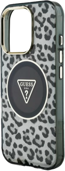 Панель Guess HC IML Leopard Triangle Cord Strap MagSafe для Apple iPhone 16 Pro Black (3666339432485) - зображення 5