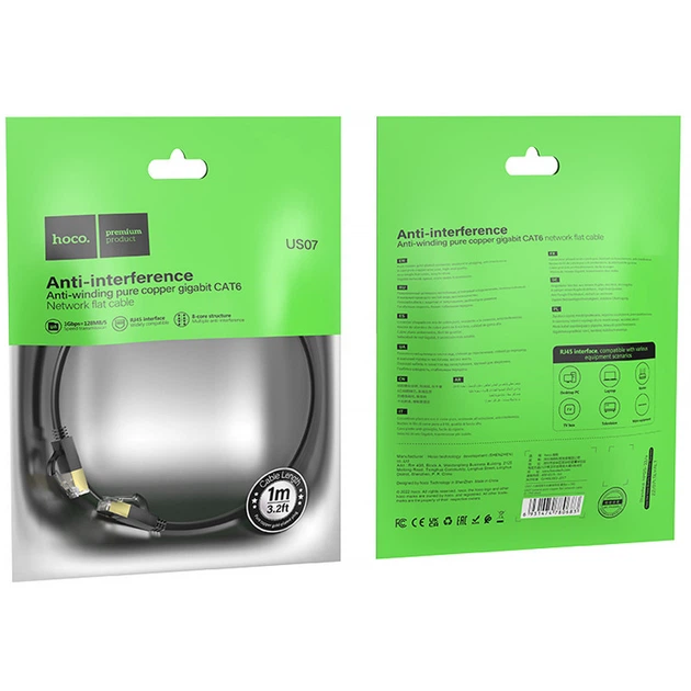 Кабель (патч-корд) Hoco US07 Level Pro copper gigabit ethernet (1m) Black - Фото 5 Кабель (патч-корд) Hoco US07 Level Pro copper gigabit ethernet (1m) Black - изображение 5