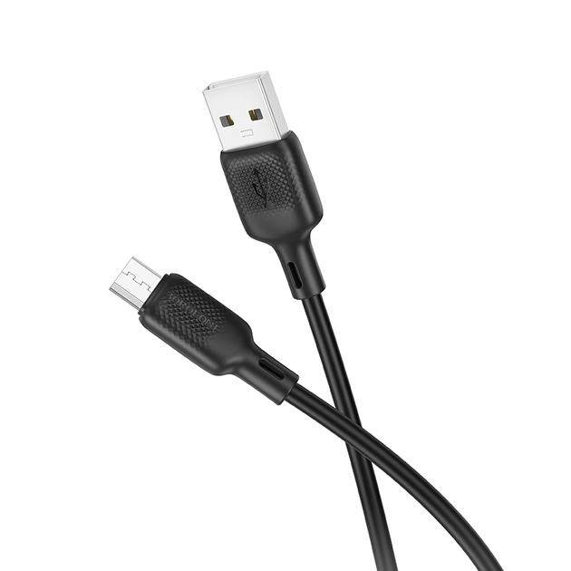 Кабель BOROFONE BX113 Lenny silicone charging data cable Micro(L=2M) чорний - зображення 2