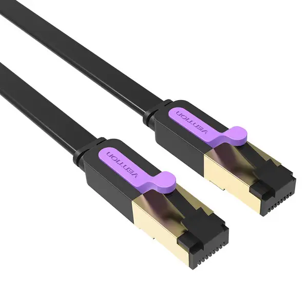 Мережевий кабель Vention Flat Cat. 7 Patch Cable 1. 5M чорний - изображение 2