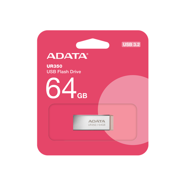 Флеш-накопичувач ADATA USB 3. 2 UR 350 64Gb Сріблястий/Beige - изображение 2