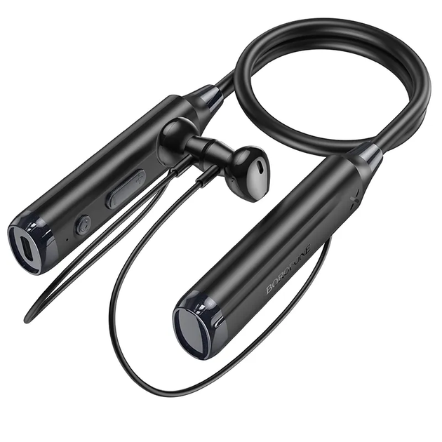 Беспроводные спортивные наушники BOROFONE BE64 Perfect neckband BT elphones Black - Фото 3 Беспроводные спортивные наушники BOROFONE BE64 Perfect neckband BT elphones Black - изображение 3