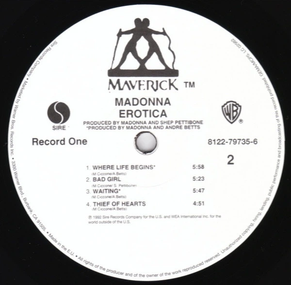 Виниловая пластинка Madonna - Erotica 2 LP Set 1992 (8122-79735-6, Re-issue) Warner/EU Mint (art.216766) - Фото 4 Виниловая пластинка Madonna - Erotica 2 LP Set 1992 (8122-79735-6, Re-issue) Warner/EU Mint (art.216766) - изображение 4