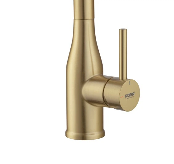 Смеситель для кухни золото Koer KI-70026-12 с гибким изливом KR5212 - изображение 2