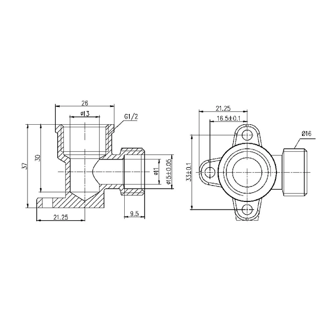 Кут обтискний настінний Thermo Alliance Forte 16х1/2" ВР SF179W1615 - зображення 2