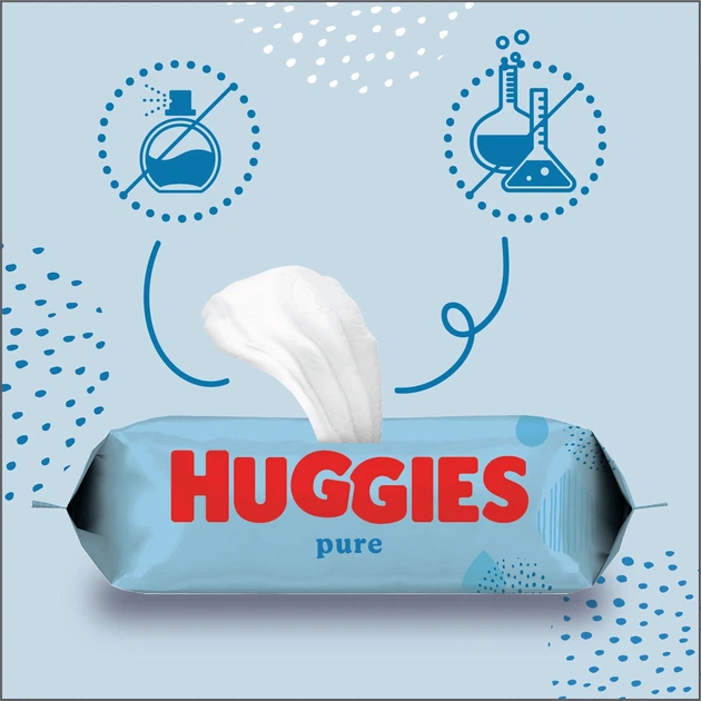 Дитячі вологі серветки Huggies Pure 4 x 168 шт (5029053550091/4) - зображення 7