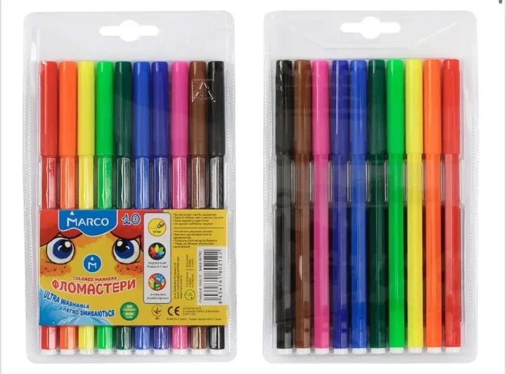 Набор фломастеров Marco Super Washable 10 цветов Блистер 1690-10 - Фото 1 Набор фломастеров Marco Super Washable 10 цветов Блистер 1690-10 - изображение 1