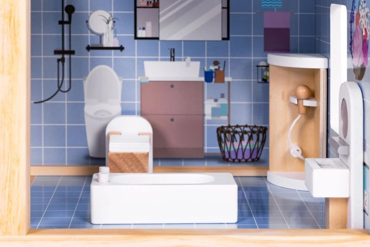 Domek dla lalek drewniany EcoToys 3 piętra Taras z kompletem 15 mebelków (5905817004003) - obraz 8