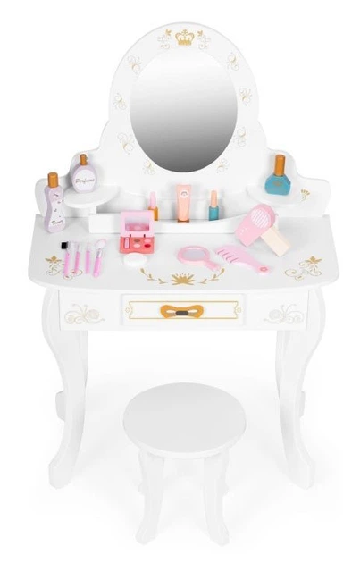 Туалетний столик дитячий дерев’яний EcoToys з дзеркалом, рожеві деталі, великий (5905817003983) - зображення 3