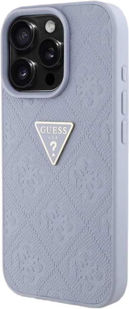 Etui Guess Hot Stamp 4G Pattern Triangle Metal Logo do Apple iPhone 16 Pro Max Purple (3666339425456) - obraz 2