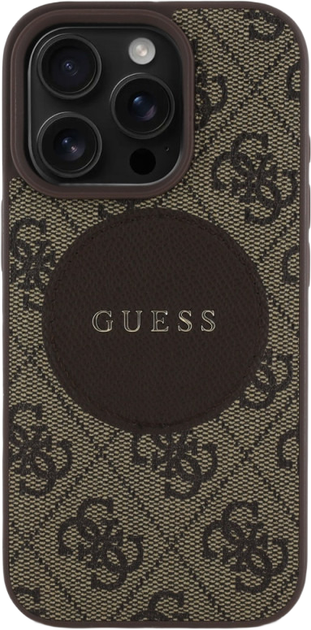 Etui plecki Guess 4G Circle Classic Logo MagSafe do Apple iPhone 16 Pro Brown (3666339426491) - obraz 3