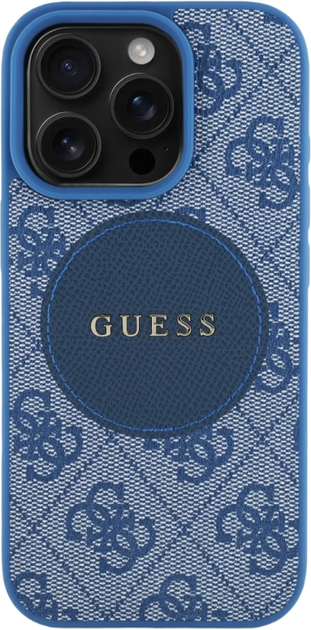 Etui plecki Guess 4G Circle Classic Logo MagSafe do Apple iPhone 16 Pro Blue (3666339426644) - obraz 3