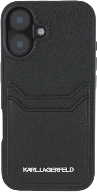 Панель Karl Lagerfeld HC Grained PU Cardslot Metal Elong для Apple iPhone 16 Black (3666339355401) - зображення 3