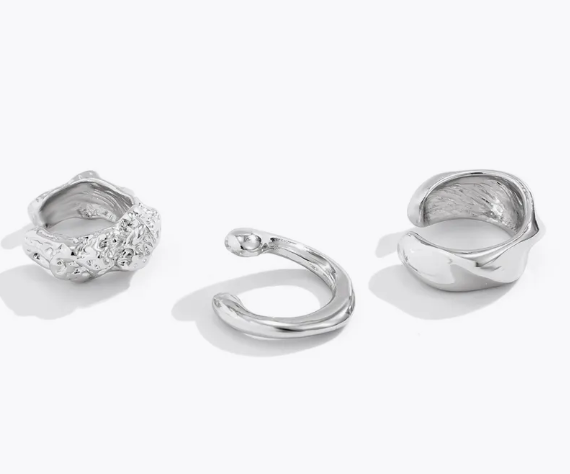 Набор кафф Fashion Jewelry 3 шт серьги без прокола серебристые (SVS) - Фото 2 Набор кафф Fashion Jewelry 3 шт серьги без прокола серебристые (SVS) - изображение 2