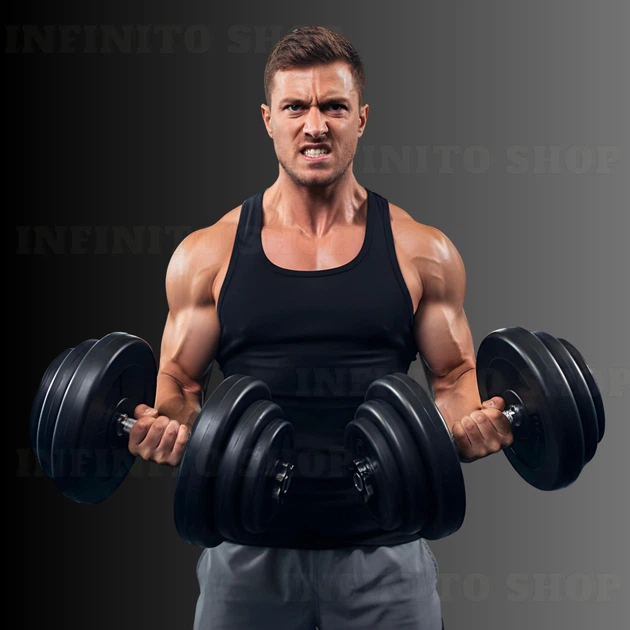 Гантели композитные наборные Infinito 2×20 кг Steel Edition (стальной гриф, набор 40 кг) - Фото 2 Гантели композитные наборные Infinito 2×20 кг Steel Edition (стальной гриф, набор 40 кг) - изображение 2