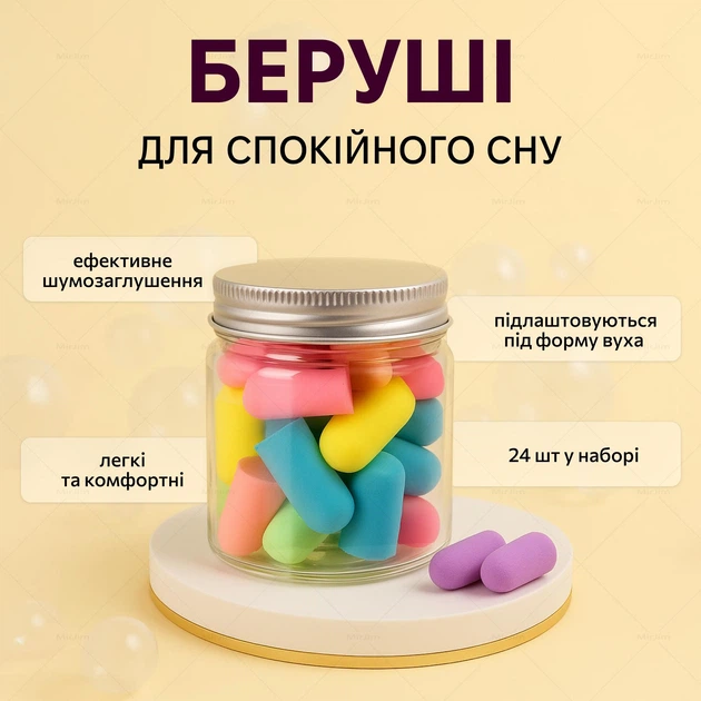 Беруши для сна Bullet Type Foam Earplugs (24 шт) Пенные антишумные беруши для защиты от шума, поездок и работы - изображение 2