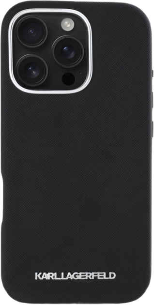 Панель Karl Lagerfeld Saffiano Full Wrapped Elongated Metal Logo MagSafe для Apple iPhone 16 Pro Black (3666339359461) - зображення 3