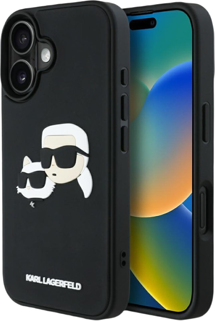 Панель Karl Lagerfeld HC 3D Rubber Double Heads для Apple iPhone 16 Black (3666339402167) - зображення 1