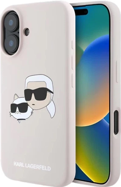 Etui plecki Karl Lagerfeld Karl & Choupette Head na Apple iPhone 16 Plus z MagSafe Różowy (3666339319571) - obraz 6