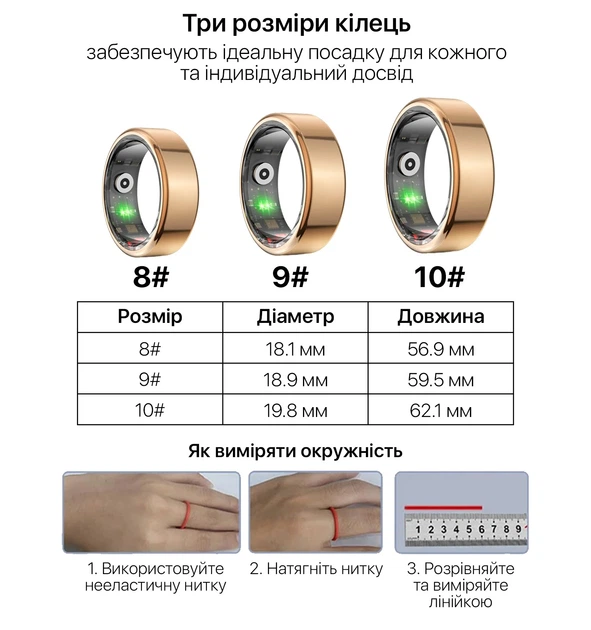 Смарт-кольцо INSPIRE HSR02 размер 11 Gold (HSR02-11-gold) - изображение 8