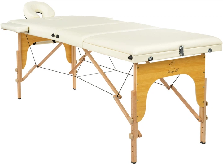 Массажный стол BodyFit 3-х секционный 70см деревянный XXL, сложный, с аксессуарами, кушетка - Бежевый - изображение 3