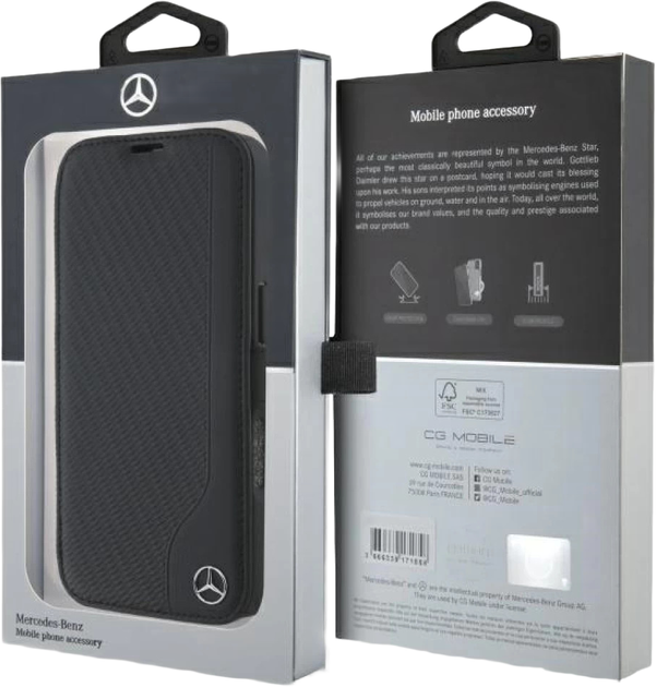 Чехол-книжка Mercedes Leather Wood Imitation для Apple iPhone 16 Black (MEBKP16S23RBGVK) - зображення 3
