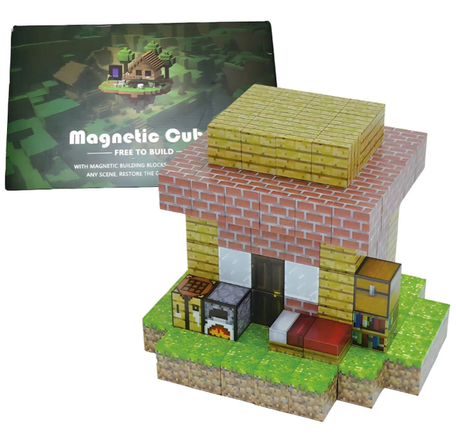 Minecraft магнитный конструктор Magnetic Cube 122 детали кубики конструкторы для взрослых и детей Майнкрафт дом из кирпича - Фото 4 Minecraft магнитный конструктор Magnetic Cube 122 детали кубики конструкторы для взрослых и детей Майнкрафт дом из кирпича - изображение 4