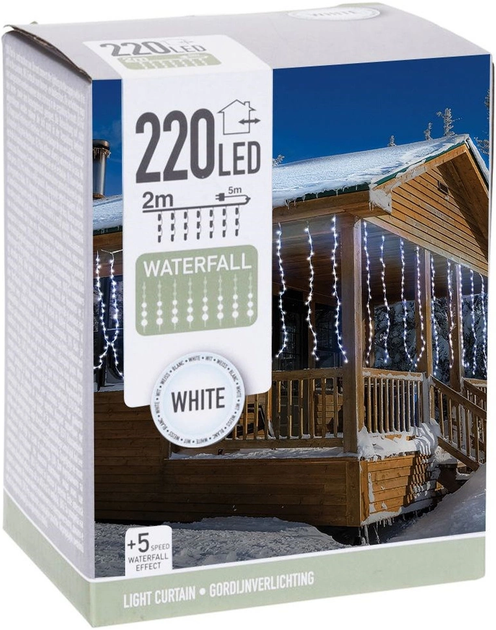 Kurtyna świetlna Vilde 839122 zewnętrzna 220 LED Zimna Biała (8719987253867) - obraz 1