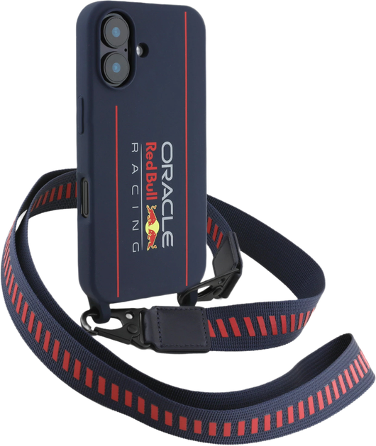 Etui Red Bull Silicone Strap Vertical Logo MagSafe do Apple iPhone 16 Navy (RBHMP16S24SISOLRV) - obraz 3