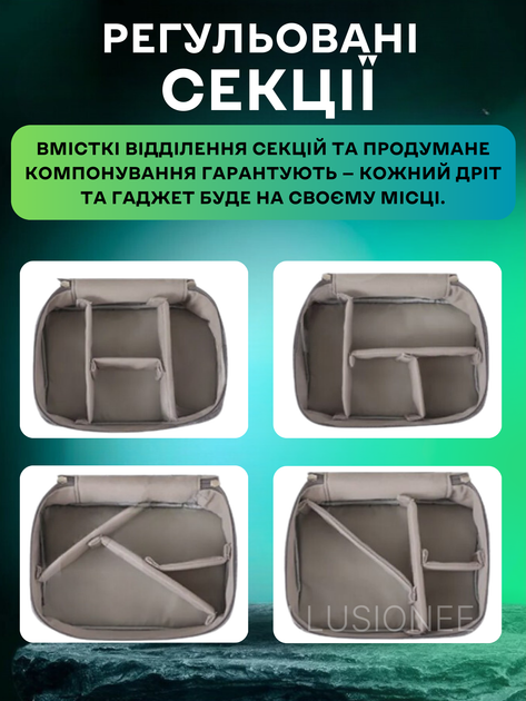 Органайзер дорожный сумка для хранения электроники аксессуаров гаджетов кабелей зарядных устройств флешек переходников повербанков наушников смартфонов компьютерных мышей путешествий 24х19х10 см серый 3DTOYSLAMP - изображение 3