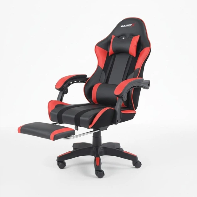 Кресло геймерское профессиональное GAMER X компьютерное с подставкой для ног до 120кг + Подушки - изображение 4