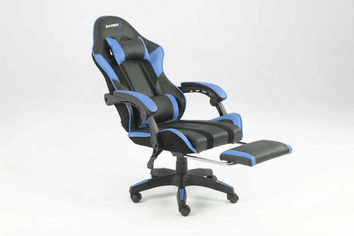 Кресло геймерское профессиональное GAMER X Blue компьютерное с подставкой для ног до 120кг + Подушки - изображение 6