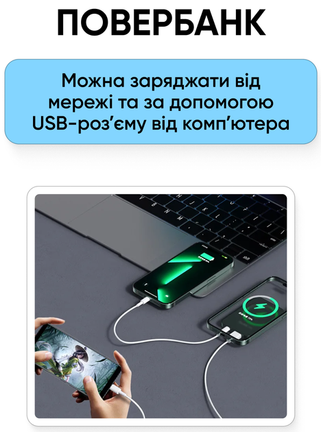УМБ Smart X105 5000 mAh 22.5W MagSafe Black - зображення 7