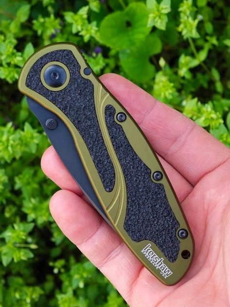 Нож складной Kershaw Blur 1670 OD Second Green Aluminum Blk 14C28N Олива (1670BLK) - изображение 9