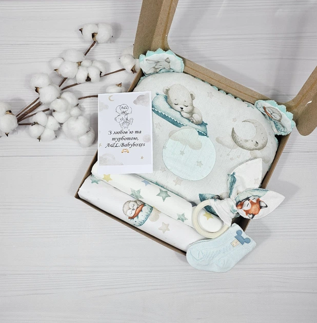 Подарочный набор для малышей пеленками, подушкой и грызуном a.l.babybox Кроткие сны - Фото 1 Подарочный набор для малышей пеленками, подушкой и грызуном a.l.babybox Кроткие сны - изображение 1