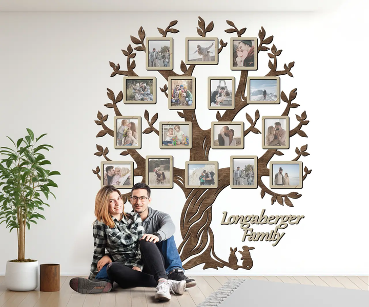 Фотоколаж The Frame Depot семейный Дерево на 8 горизонтальных и 8 вертикальных фотографий Темно-коричневый (tree_rabbit_xl) - изображение 2