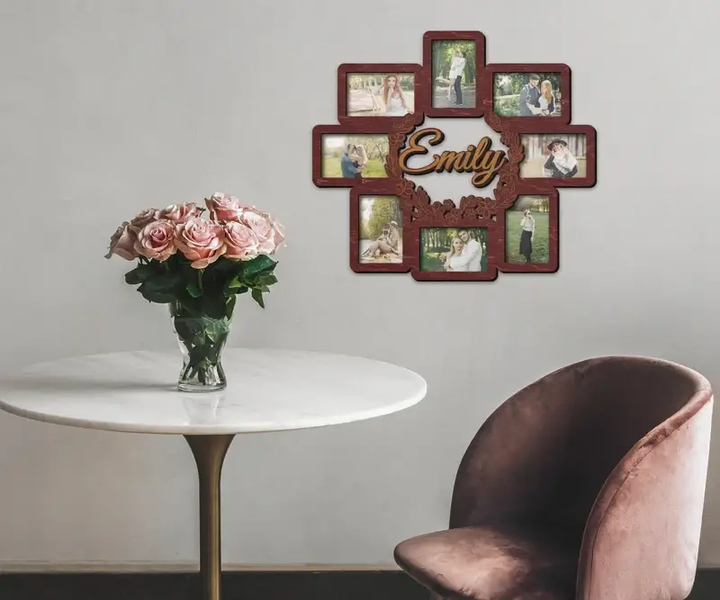 Фотоколаж The Frame Depot деревянный с цветами на 8 фото Бордовый (flowers_name_collage) - Фото 1 Фотоколаж The Frame Depot деревянный с цветами на 8 фото Бордовый (flowers_name_collage) - изображение 1