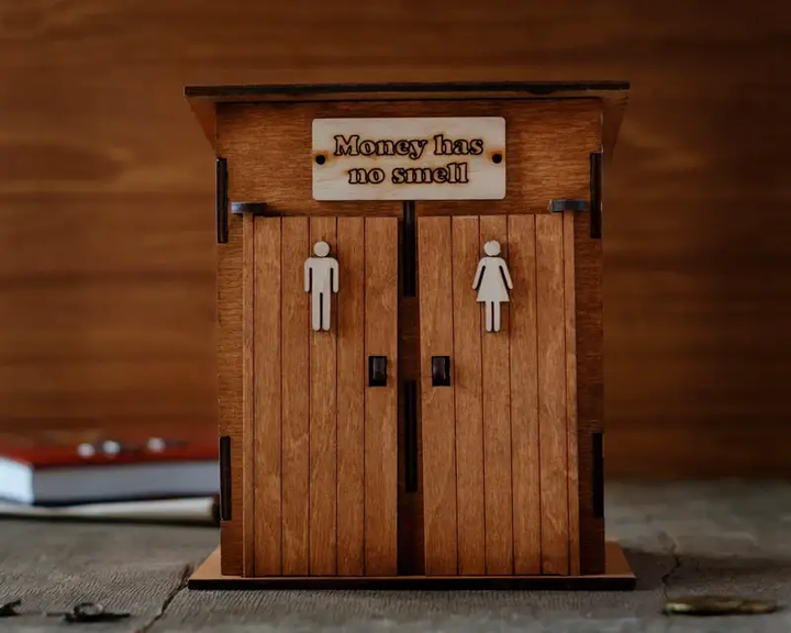 Копилка-туалет The Frame Depot деревянная 18х14х11 см Светло-коричневый (piggy_bank) - Фото 7 Копилка-туалет The Frame Depot деревянная 18х14х11 см Светло-коричневый (piggy_bank) - изображение 7