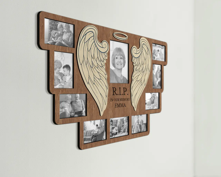 Коллаж The Frame Depot из памятных фотографий с надписью Покойся с миром Коричневый (rip_wings_collage) - изображение 3