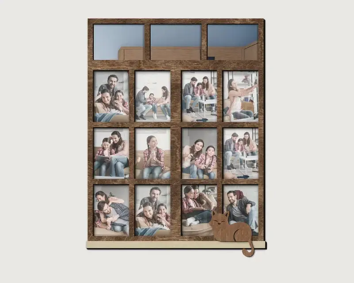 Фото-коллаж The Frame Depot в виде окна на 3 горизонтальных и 12 вертикальных фото Темно-коричневый (window_collage) - Фото 1 Фото-коллаж The Frame Depot в виде окна на 3 горизонтальных и 12 вертикальных фото Темно-коричневый (window_collage) - изображение 1