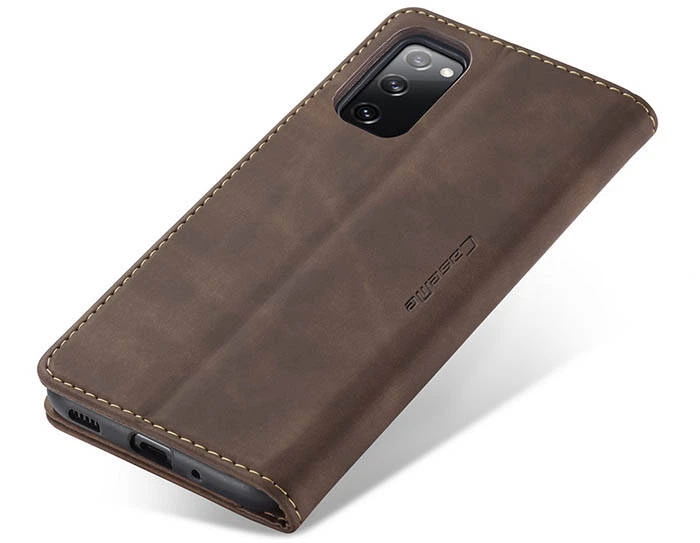 Чохол-книжка CaseMe із нубуку для Samsung Galaxy S20 FE Темно-коричневий - зображення 8