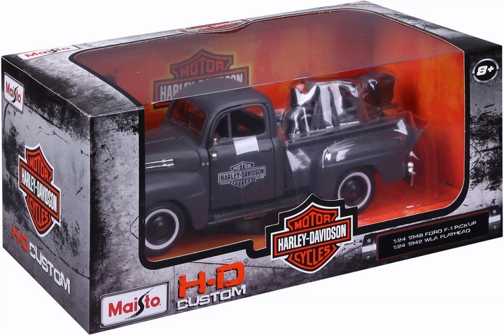 Zestaw metalowych modeli Maisto Harley-Davidson Ford F-1 i wojskowy Harley-Davidson WLA Flathead 1942 2 szt 1:24 MST32185 (90159321859) - obraz 1