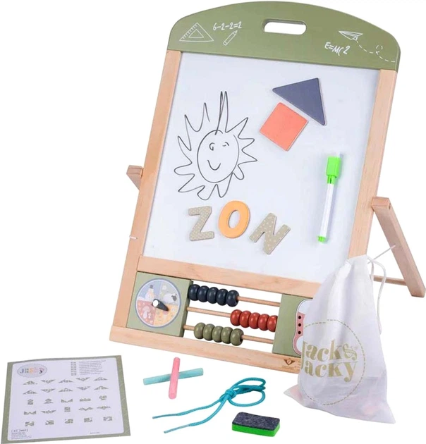 Tablica do rysowania Jack&Jacky Drewniany stolik szkolny z tablicą (8716096018776) - obraz 1