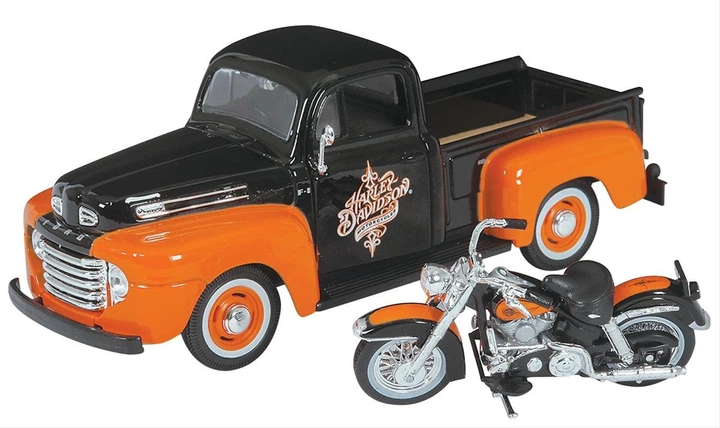 Zestaw metalowych modeli Maisto Harley-Davidson Ford F-1 Pick-up i Harley-Davidson FLH Duo Glide 1958 2 szt 1:24 MST32180 (90159321804) - obraz 2