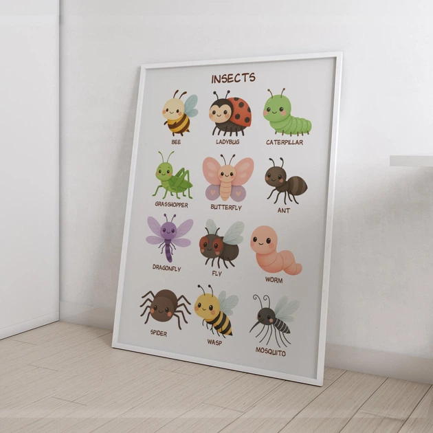 Учебный постер для малышей Насекомые на английском Insects А3 30х42 см (D245_А3) - изображение 3