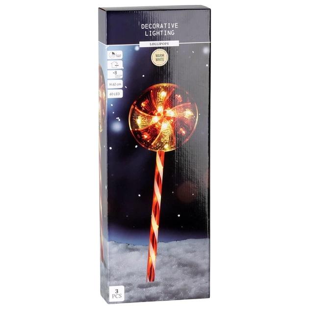 Садові ліхтарі Home Styling Collection 839503 Льодяник  60 LED 62 см 3 шт (8721037167000) - зображення 4