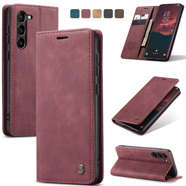 Чехол-книжка CaseMe из нубука для Samsung S23 Бордовый - изображение 9