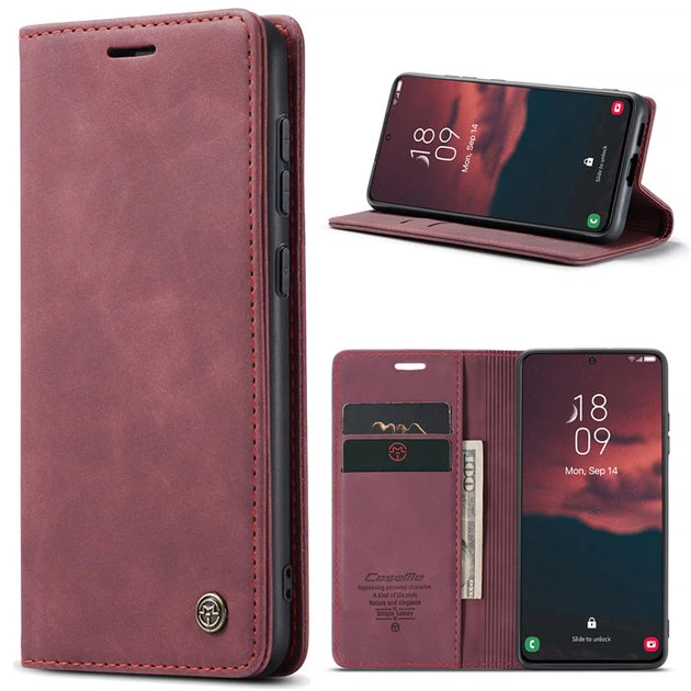 Чехол-книжка CaseMe из нубука для Samsung S23 Бордовый - изображение 10