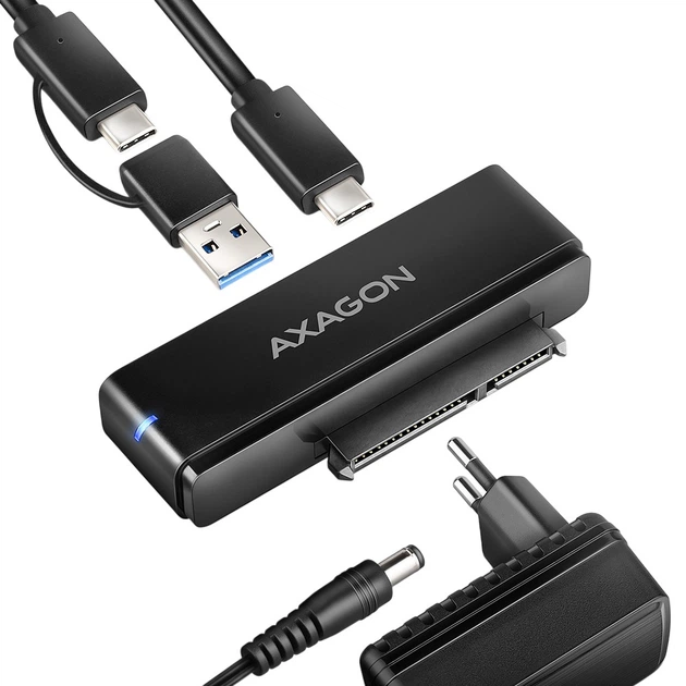 Adapter Axagon ADSA-FPX USB-C 10Gbps FAST PORT X 2.5"/3.5" SSD/HDD Black - obraz 1