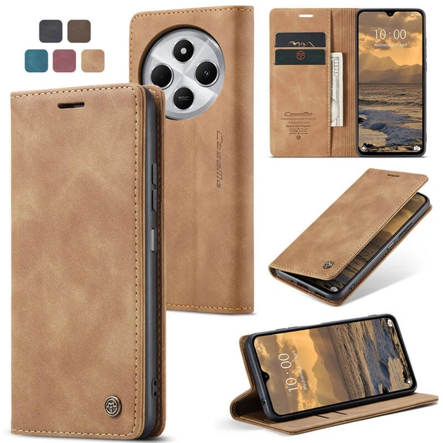 Чехол-книжка CaseMe из нубука для Xiaomi Redmi 14C Светло-коричневый - изображение 2